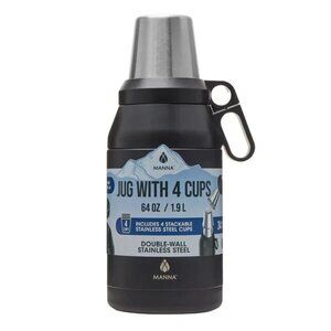 Manna 64oz Stack Jug with 4 Stainless Steel Cups – Insulated Tumbler Set NEW